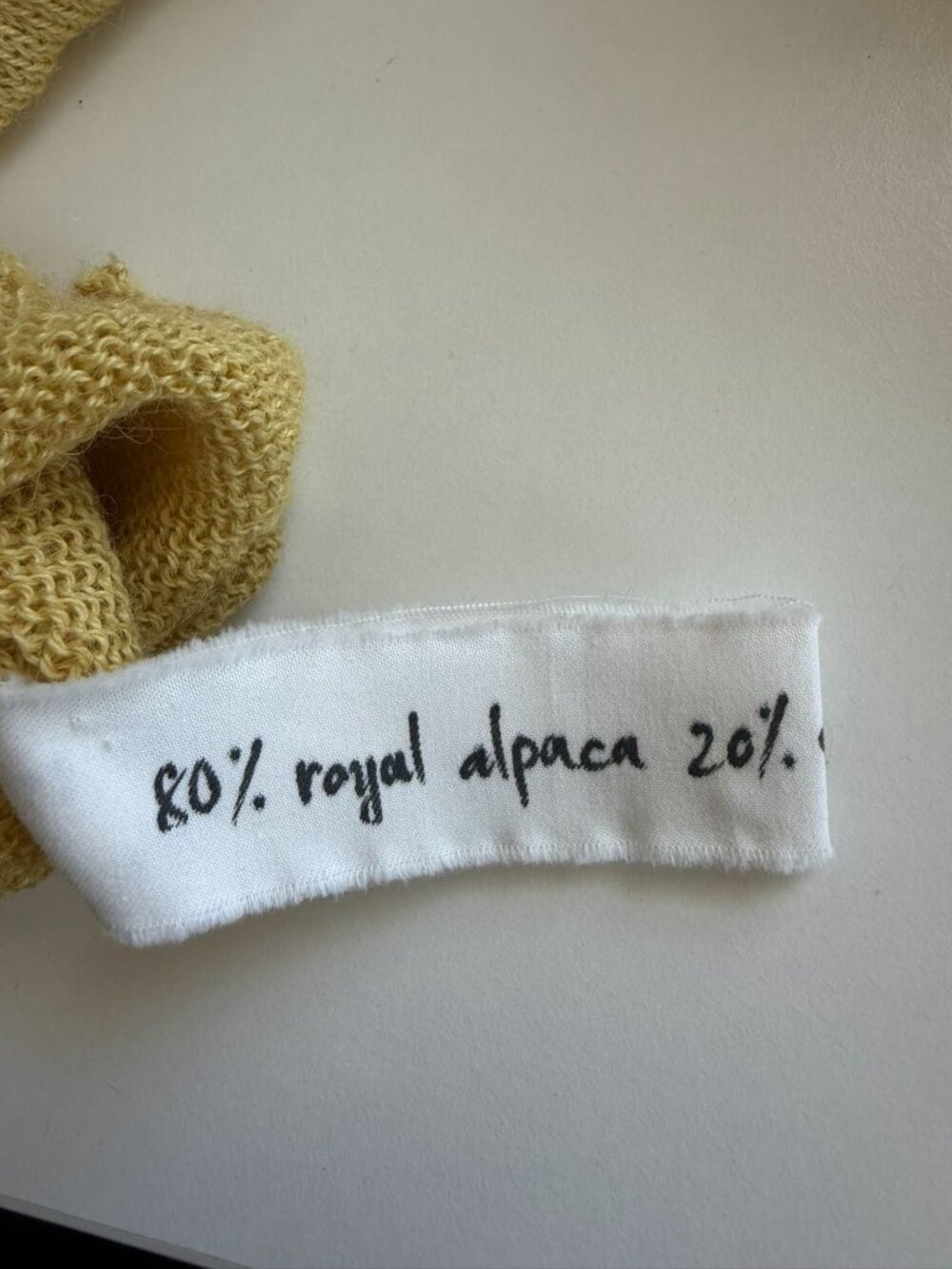Sula Artisanal Yellow Alpaca Silk Crewneck Cardigan Hand Knit Peru - Picture 7 of 9
